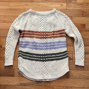 L.L. Bean Women's Cream Multicolor Crew Neck Sweater